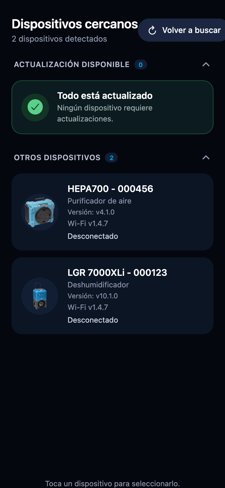 Lista cuando todos los dispositivos están al día