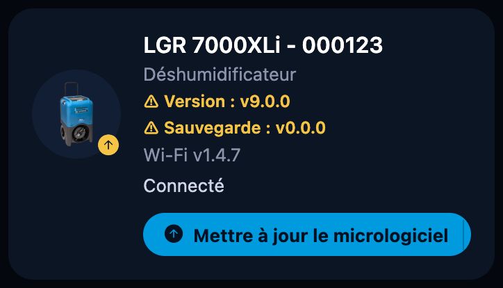 Carte avec l'avertissement de copie de sauvegarde absente