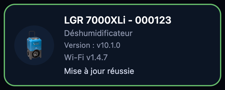 Mise à jour réussie