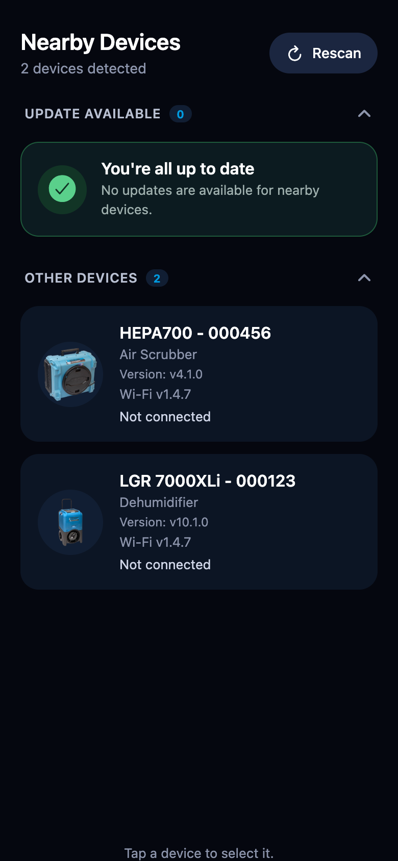 The list when every device is current
