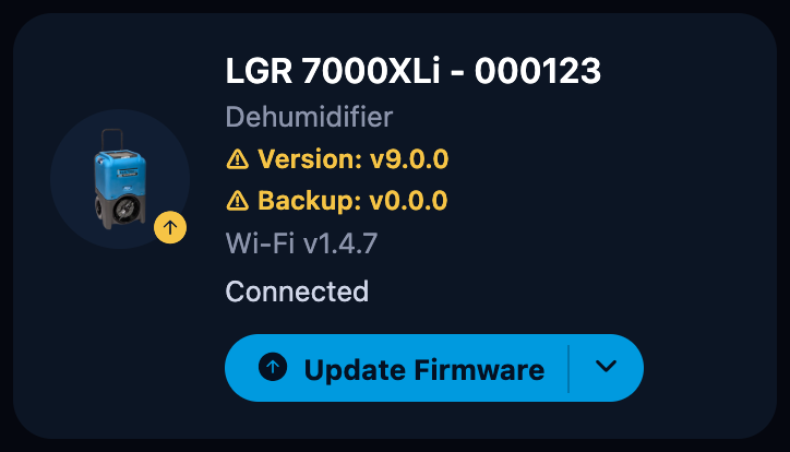 Card showing a missing backup copy warning