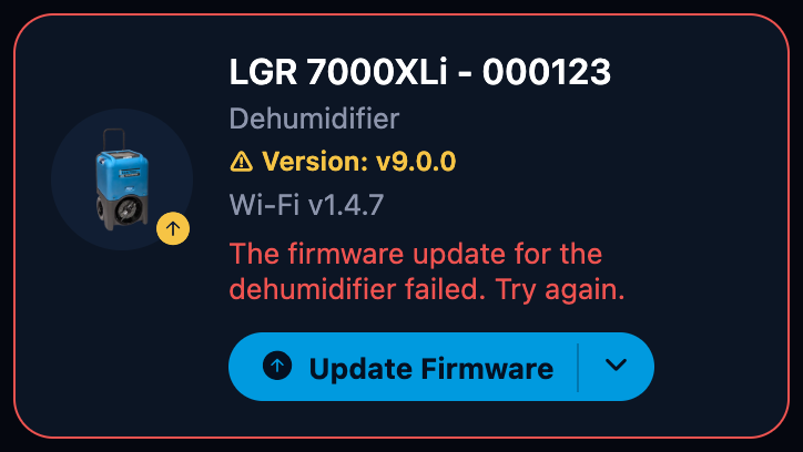 Card after a failed update
